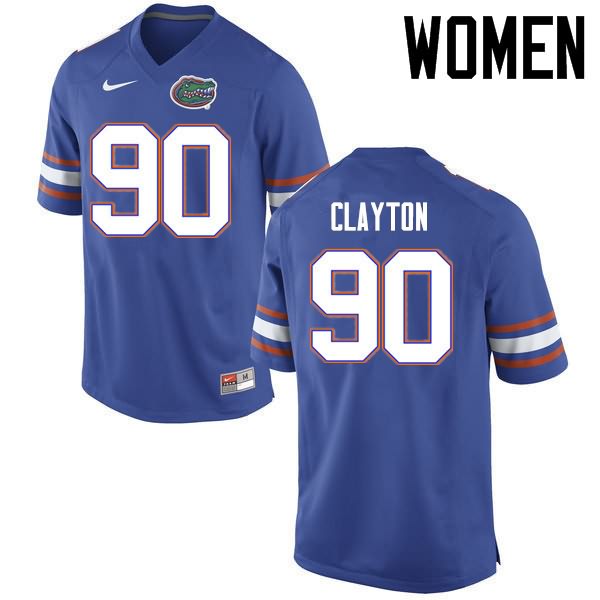 Women's NCAA Florida Gators Antonneous Clayton #90 Stitched Authentic Nike Blue College Football Jersey QME5865VI